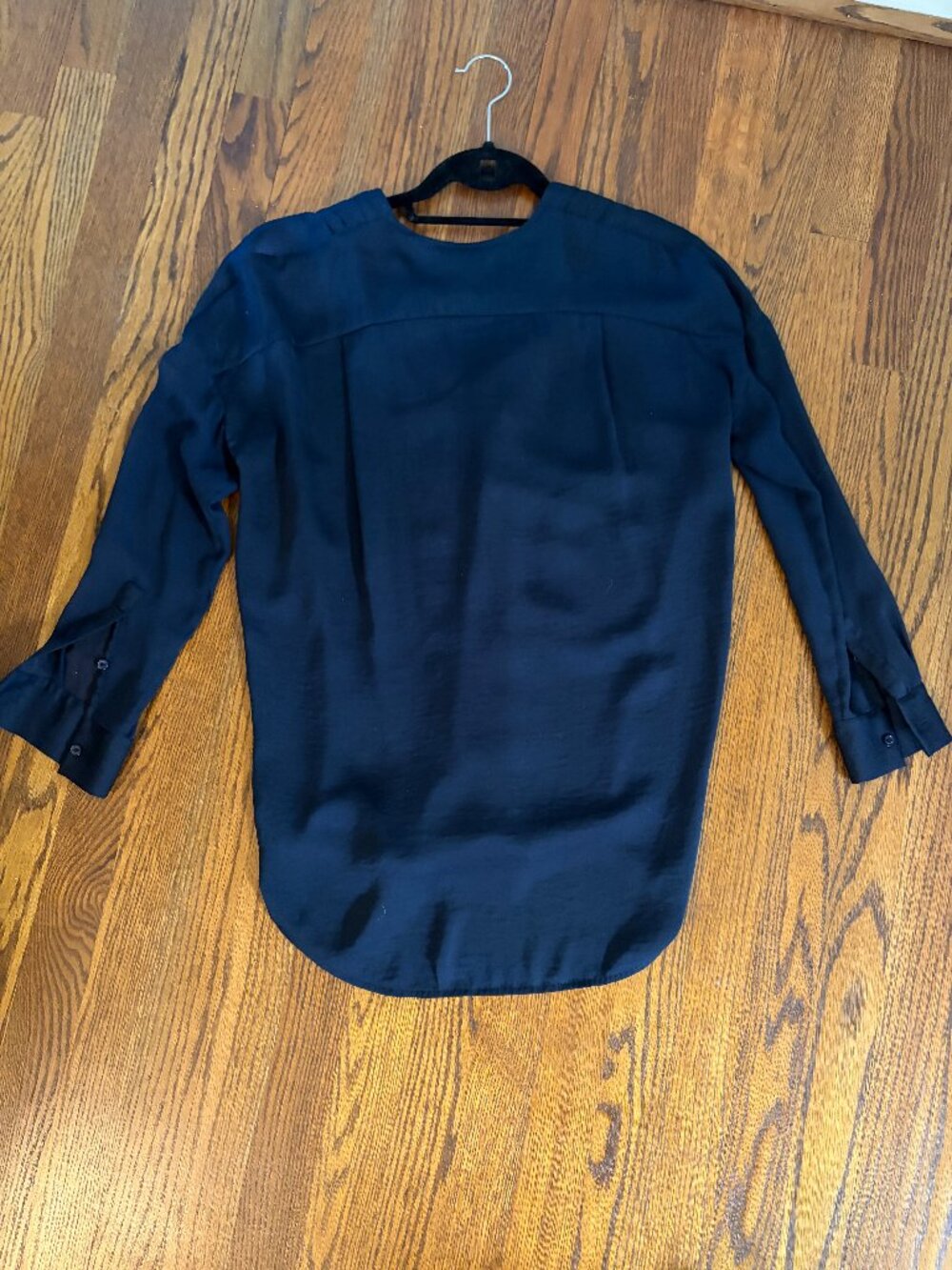 Vince, Navy Blue 100% silk blouse.